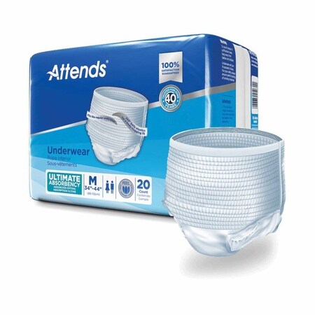 Attends Advanced Unisex Adult Absorbent Underwear Pull On with Tear Away Seams, 20PK APP0720